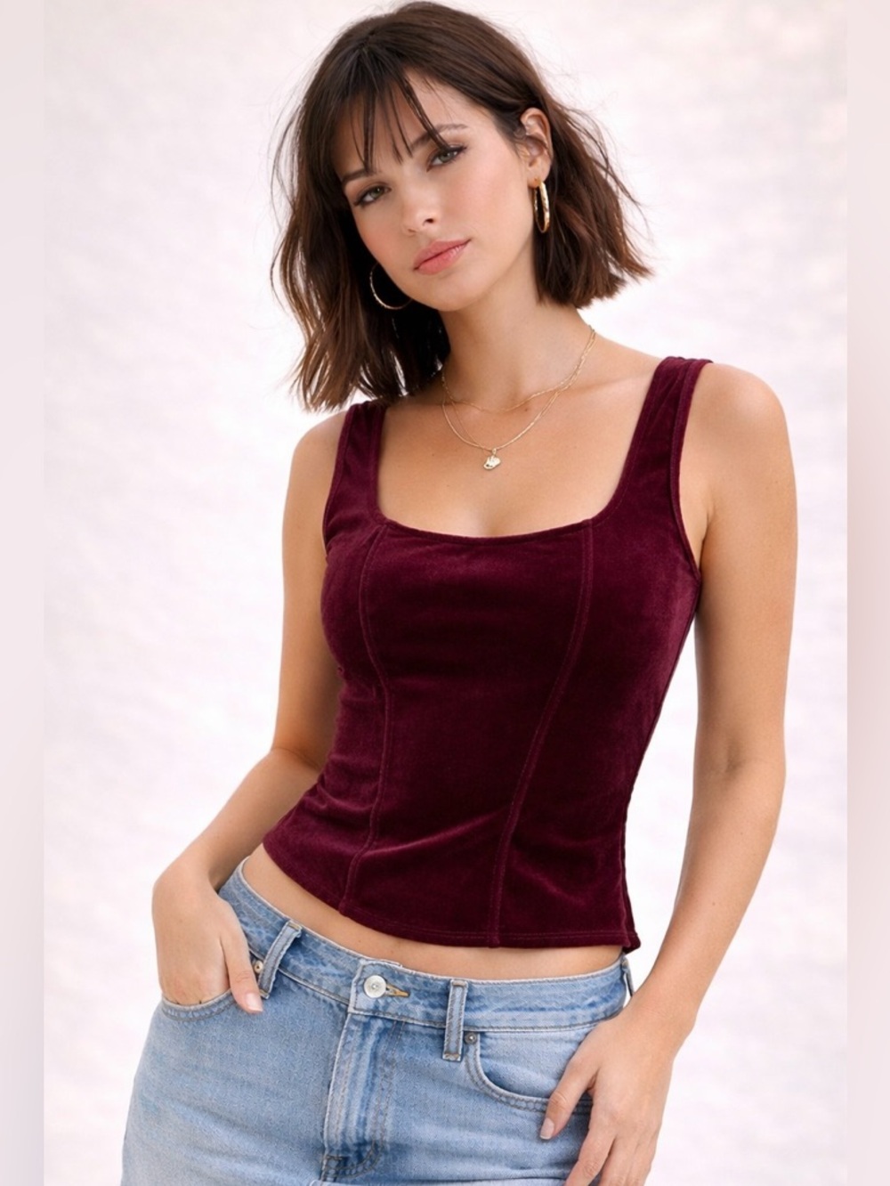 Vintage Ariane Velvet Bustier Stretch Sculpted Rare Statement Burgundy Plum L